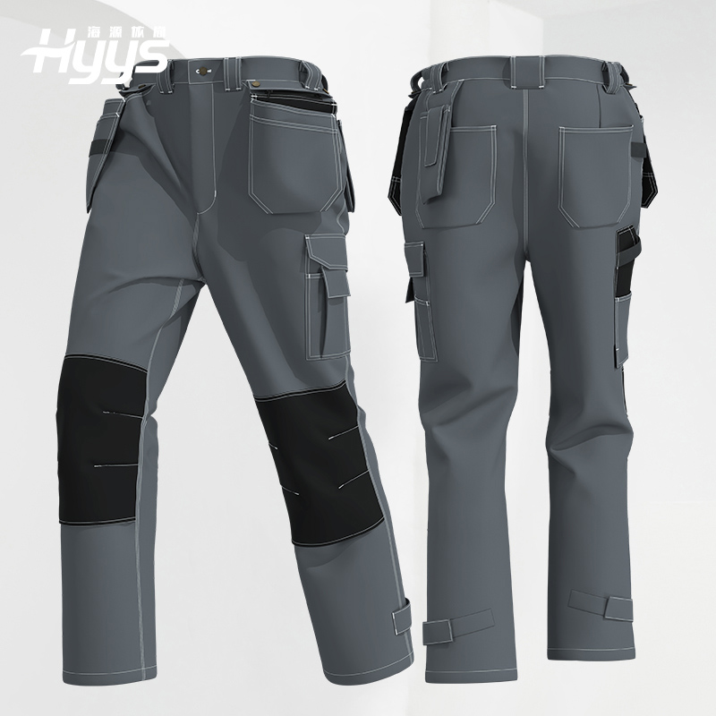 WD255 春秋款多兜工作褲可拆卸飛兜結實印繡字車間工廠建筑褲子勞保褲子