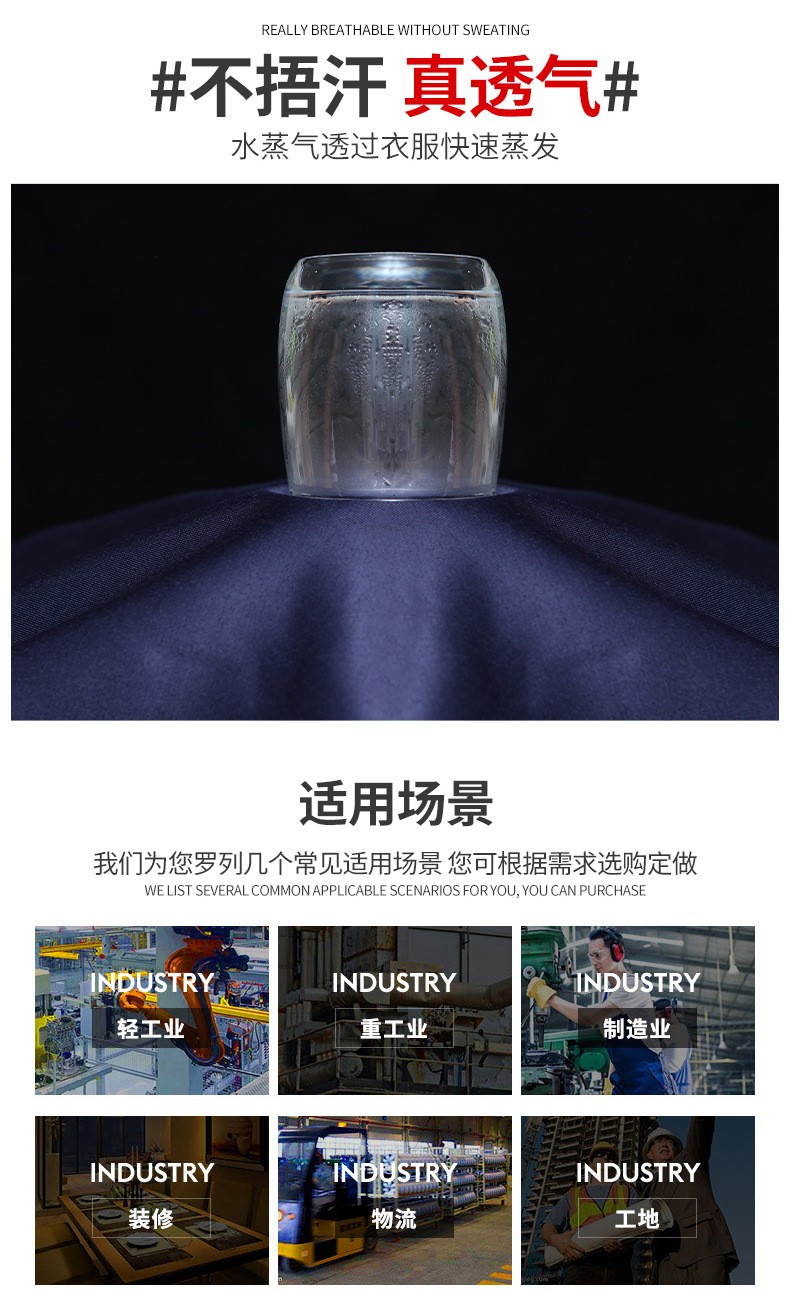 DM921 春秋長袖工裝勞保服套裝男耐磨耐臟工人車間工作服定制繡印字(圖4)