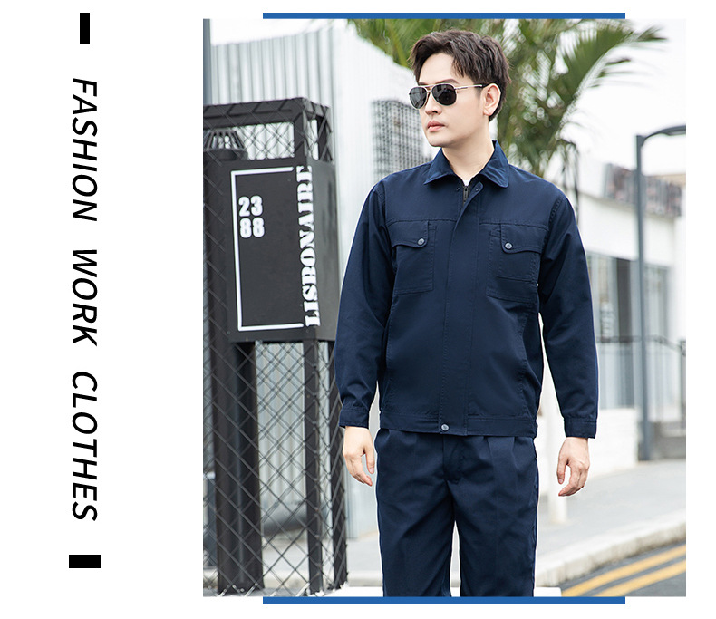 DM921 春秋長袖工裝勞保服套裝男耐磨耐臟工人車間工作服定制繡印字(圖10)