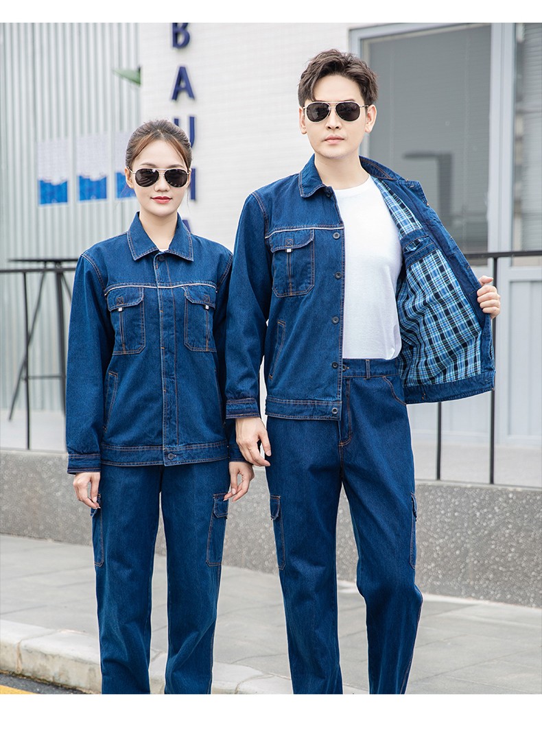 NZ316 海源精梳棉純棉牛仔工作服定制印字加厚電焊工電網煤礦車間勞保服(圖9)