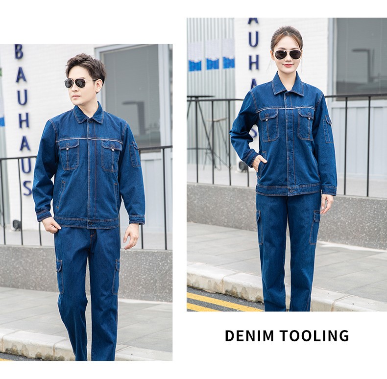 NZ316 海源精梳棉純棉牛仔工作服定制印字加厚電焊工電網煤礦車間勞保服(圖10)