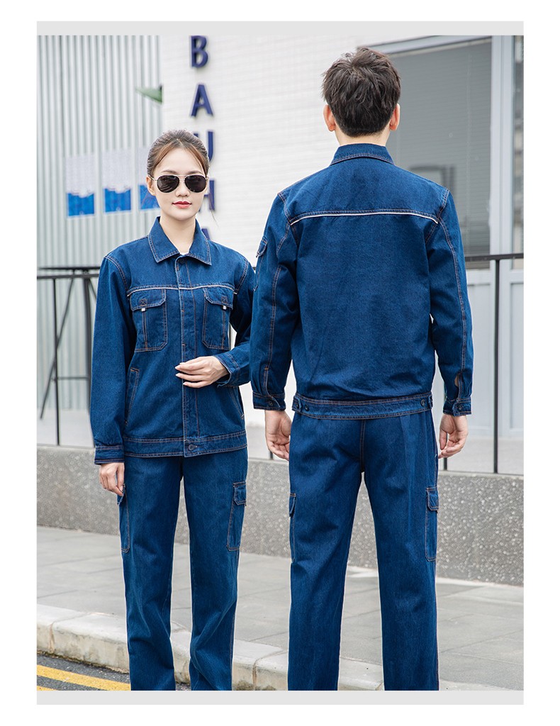 NZ316 海源精梳棉純棉牛仔工作服定制印字加厚電焊工電網煤礦車間勞保服(圖11)