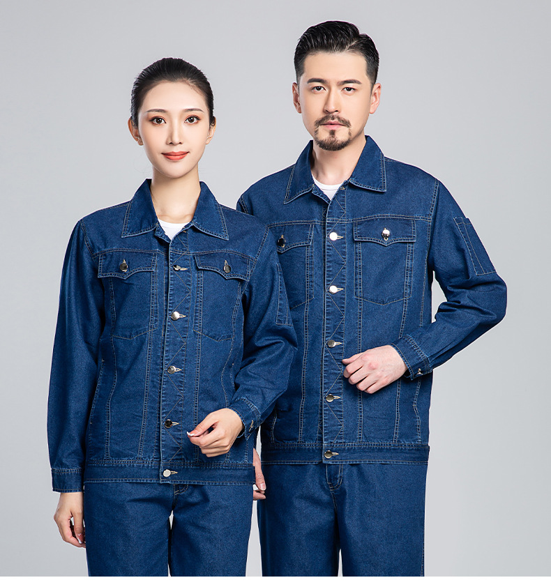 NZ010X 夏季牛仔工作服定制男耐磨長袖薄款定印繡字制電焊車間汽修勞保服(圖12)