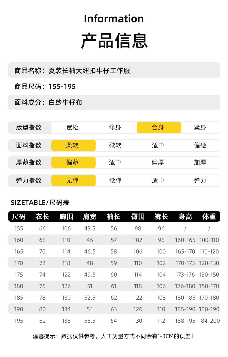 NZ2202 海源牛仔工作服套裝定做長袖薄款耐磨耐臟工人工廠車間勞保服(圖9)