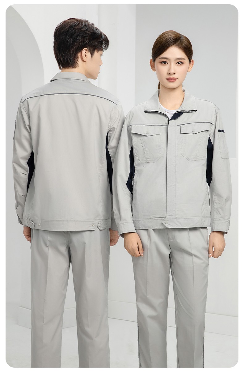 DL237X 夏季薄款竹纖維長袖工作服定制男薄款耐磨汽修工廠電焊車間勞保服(圖22)