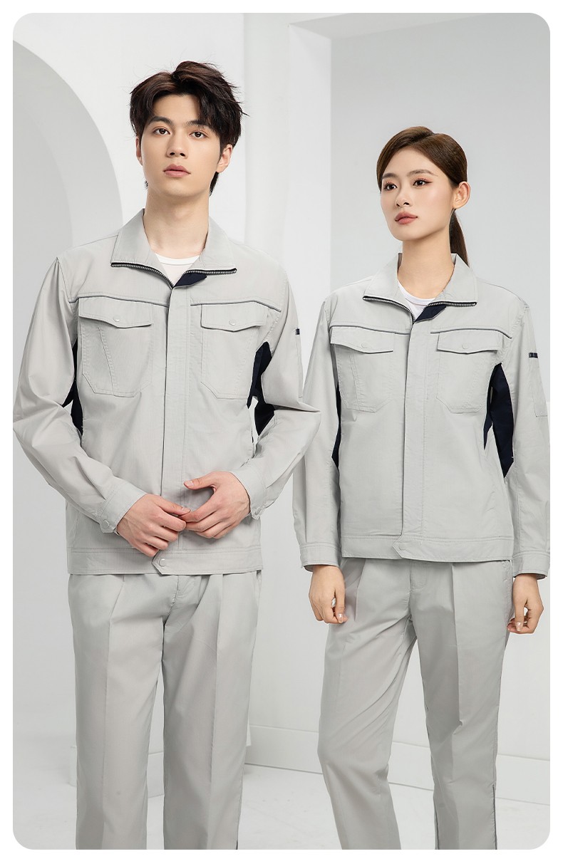 DL237X 夏季薄款竹纖維長袖工作服定制男薄款耐磨汽修工廠電焊車間勞保服(圖21)