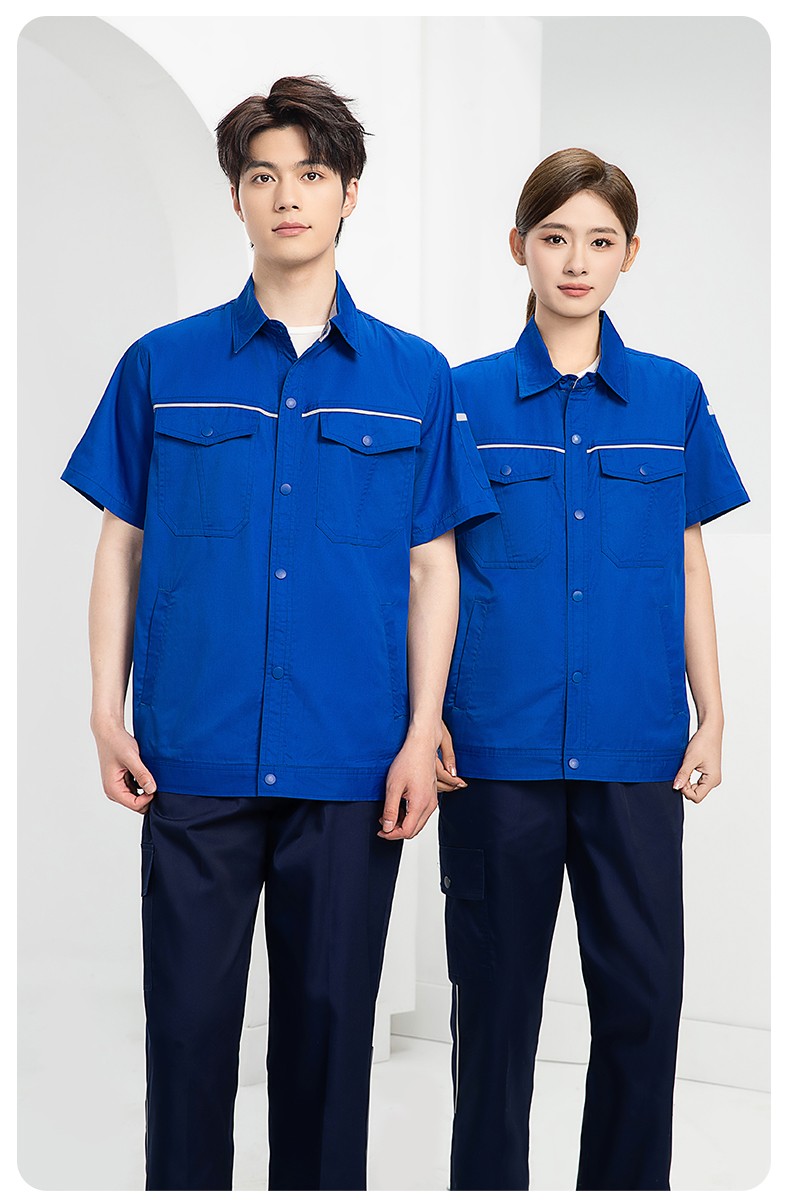DM241X 海源夏季長袖薄款工作服套裝反光條紐扣套裝耐磨機修勞保工裝定制(圖13)