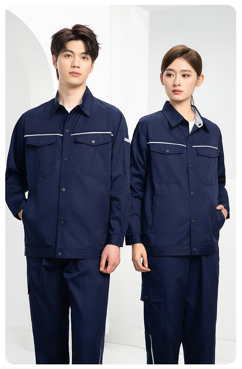 DM241X 海源夏季長袖薄款工作服套裝反光條紐扣套裝耐磨機修勞保工裝定制(圖20)