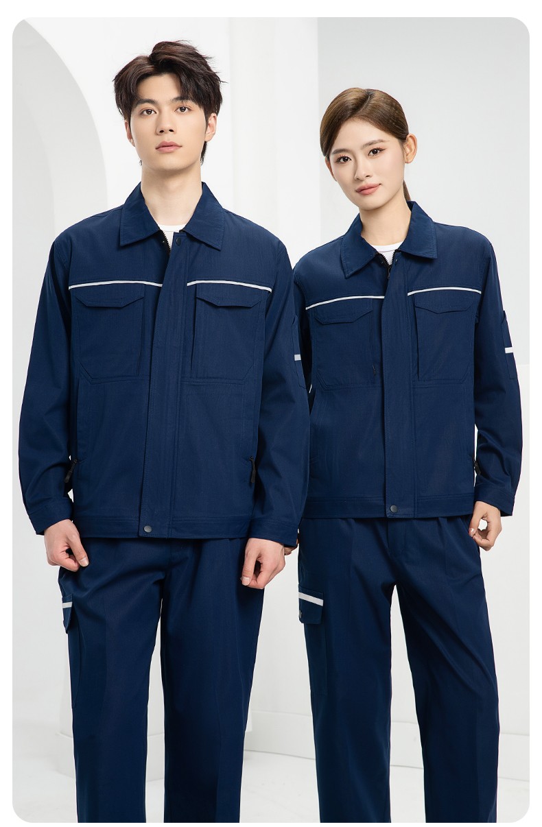 DM242D 夏季短袖工作服薄款反光條純色外套印字工廠廠服汽修工地勞保服(圖21)