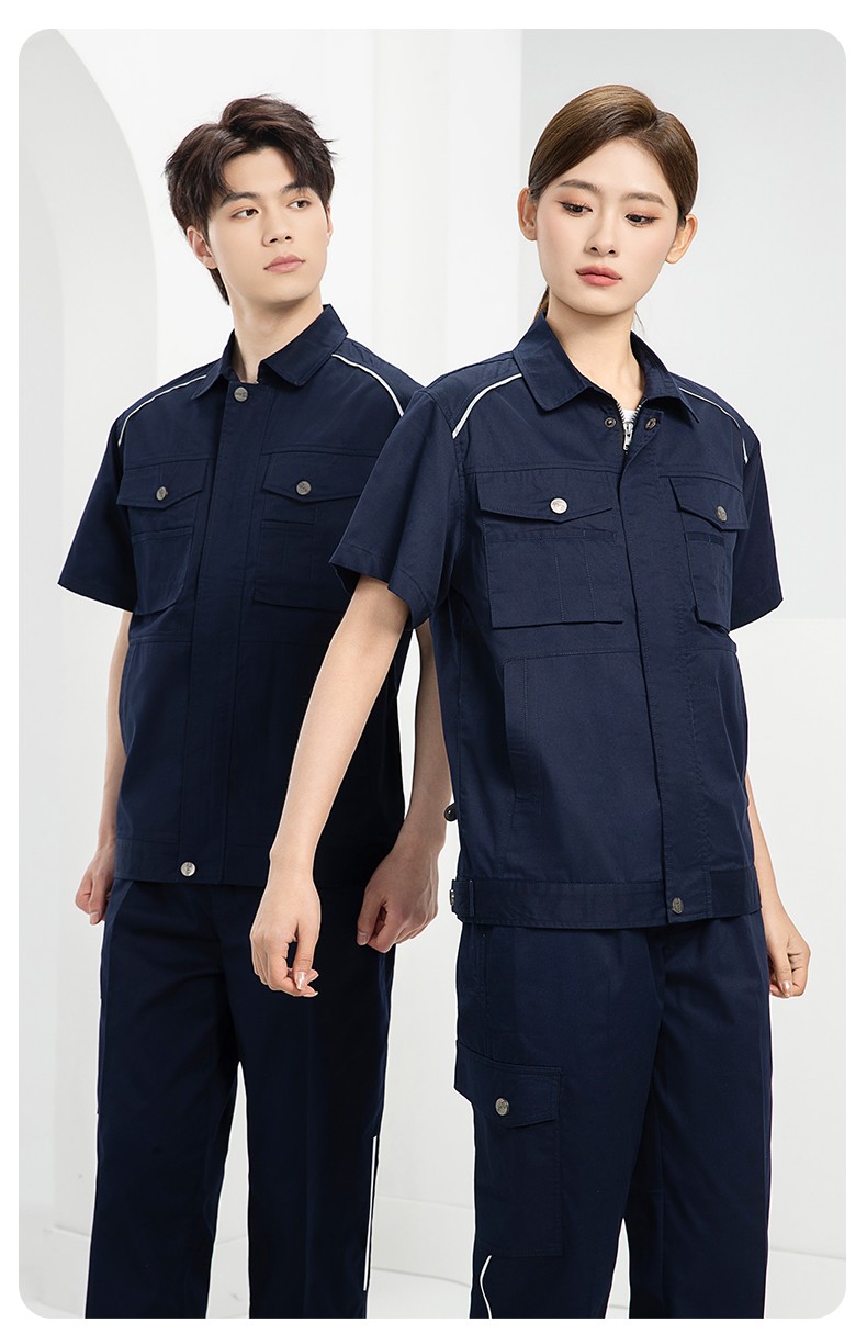 DM2315X 夏季工作服長袖透氣吸濕排汗薄款套裝勞保服建筑工程服上衣定制(圖14)