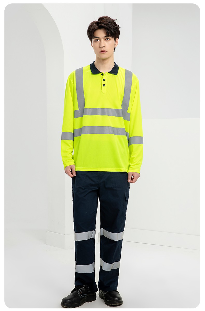 SG2120X 翻領速干反光polo男戶外環衛道路施工環衛安全建筑勞保反光工作服(圖13)