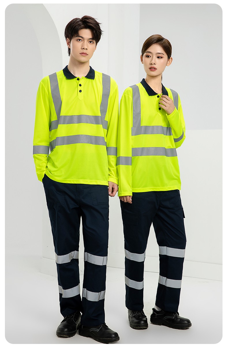 SG2120X 翻領速干反光polo男戶外環衛道路施工環衛安全建筑勞保反光工作服(圖14)