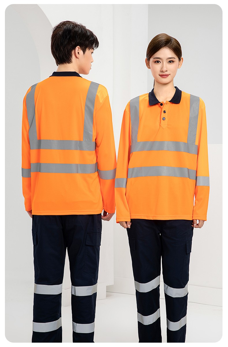 SG2120X 翻領速干反光polo男戶外環衛道路施工環衛安全建筑勞保反光工作服(圖20)