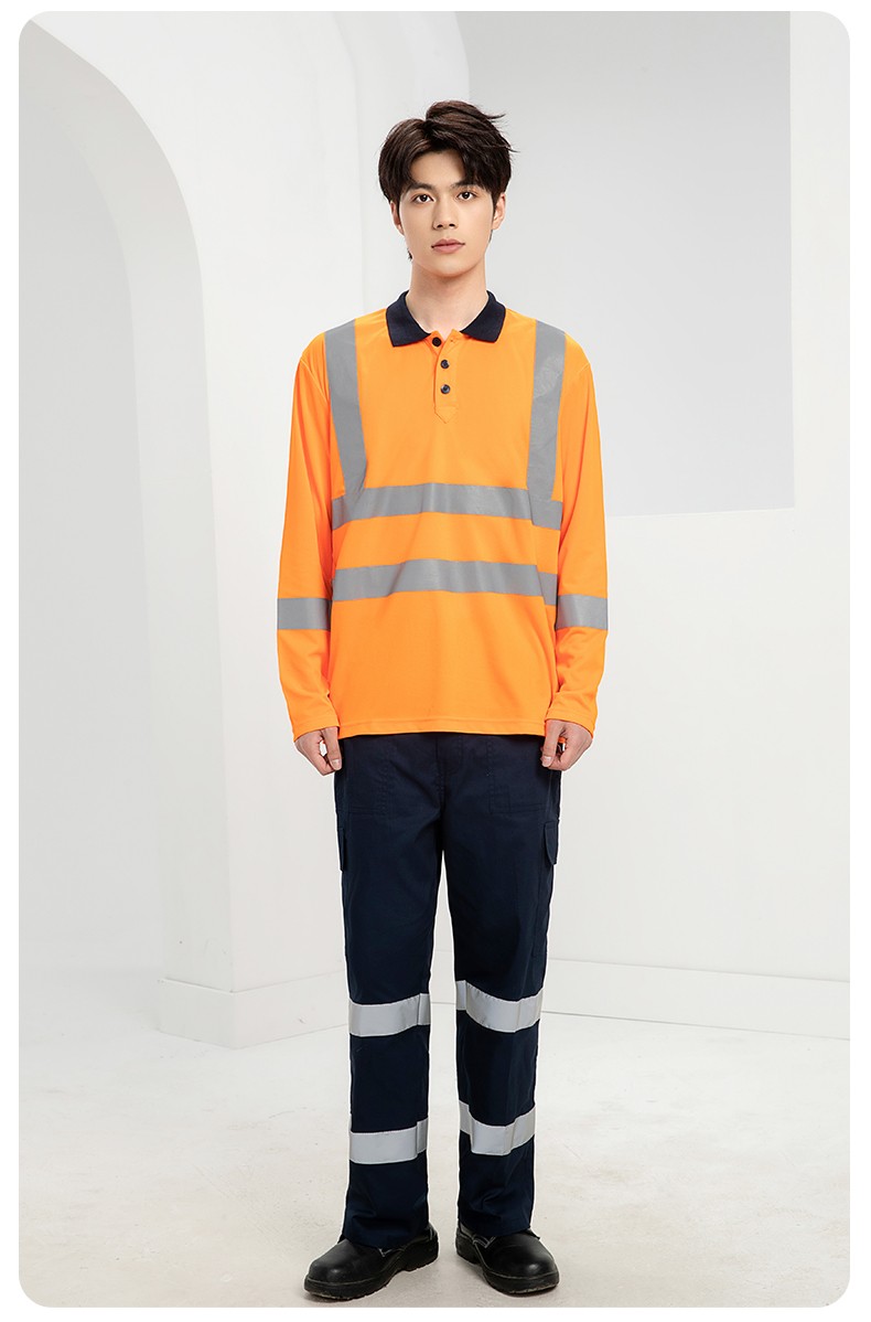SG2120X 翻領速干反光polo男戶外環衛道路施工環衛安全建筑勞保反光工作服(圖19)
