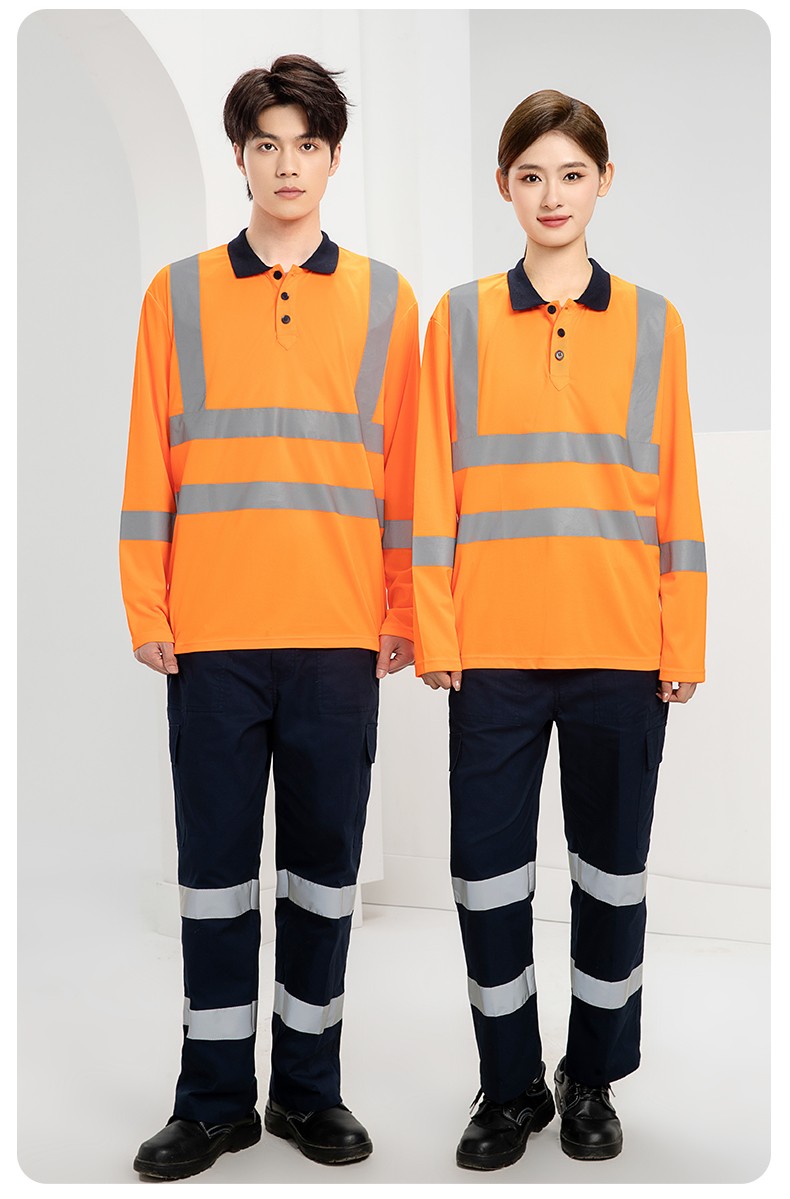 SG2120X 翻領速干反光polo男戶外環衛道路施工環衛安全建筑勞保反光工作服(圖18)