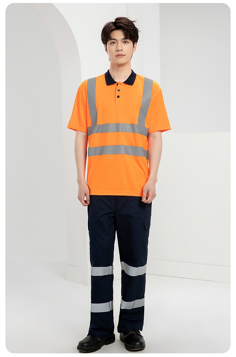 SG2120X 翻領速干反光polo男戶外環衛道路施工環衛安全建筑勞保反光工作服(圖21)