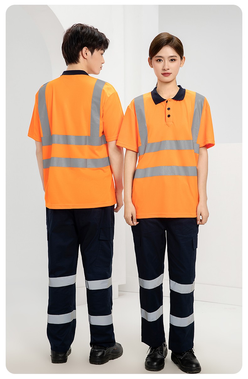SG2120X 翻領速干反光polo男戶外環衛道路施工環衛安全建筑勞保反光工作服(圖23)