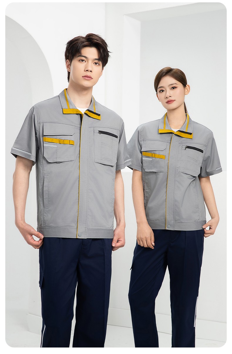 DM2316X 夏季長袖工作服套裝薄款透氣廠服工廠建筑勞保服車間機修服定制(圖13)