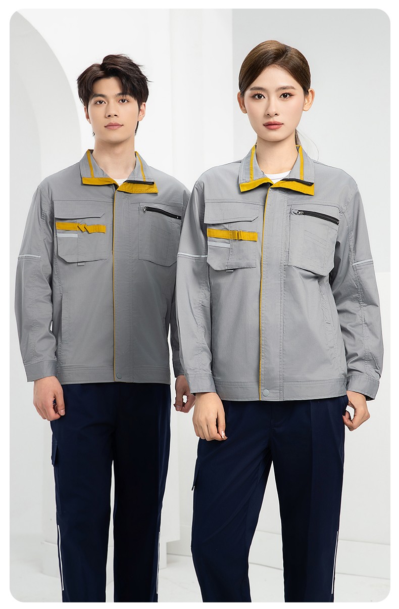 DM2316X 夏季長袖工作服套裝薄款透氣廠服工廠建筑勞保服車間機修服定制(圖21)
