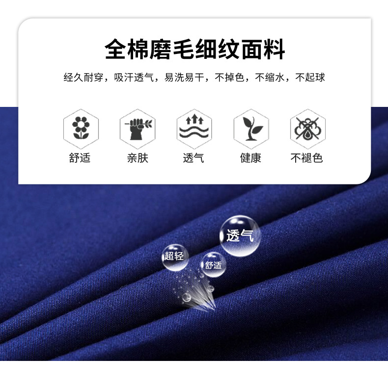 QM2112D 夏季純棉短袖工作服套裝男薄款透氣吸汗汽修物業電工反光條勞保服(圖3)