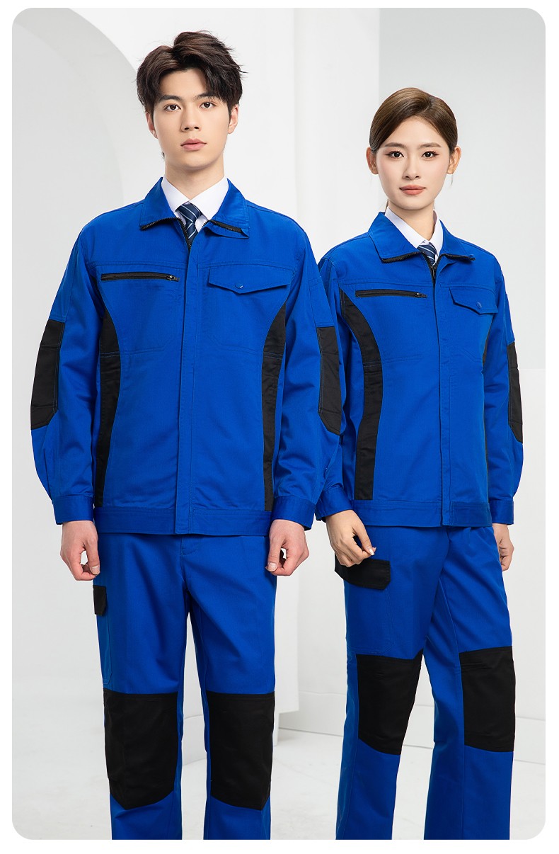 DM2312 海源春秋拼色工作服男印字LOGO加固耐磨勞保服工廠車間工裝機修服(圖15)