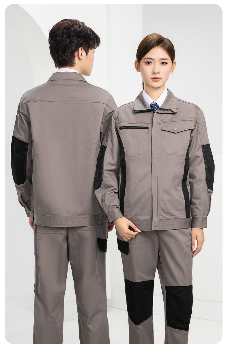 DM2312 海源春秋拼色工作服男印字LOGO加固耐磨勞保服工廠車間工裝機修服(圖17)