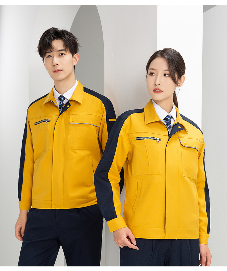 DL236 高端工作服定制印字男春秋長袖套裝滌蓋棉工裝車間工人勞保服上衣(圖20)