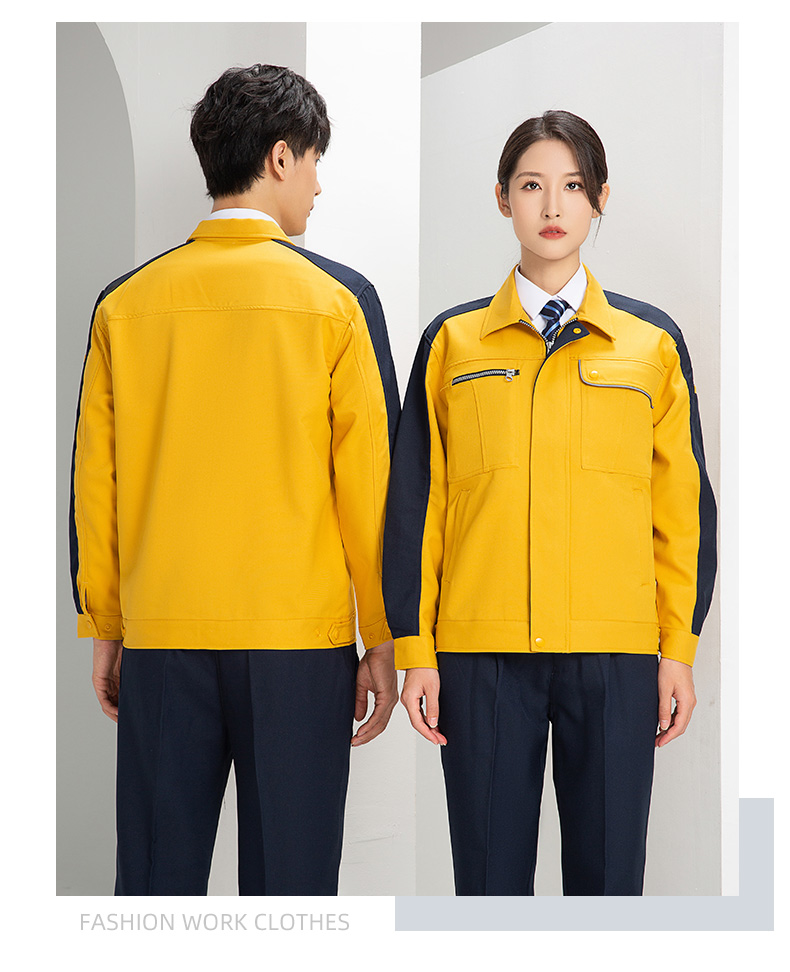 DL236 高端工作服定制印字男春秋長袖套裝滌蓋棉工裝車間工人勞保服上衣(圖21)