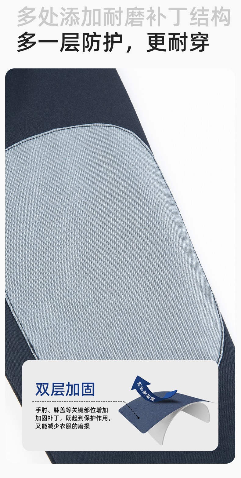 WF288 春秋工作服男多兜加固耐磨勞保服印字套裝車間廠服拉鏈款立領工裝(圖4)