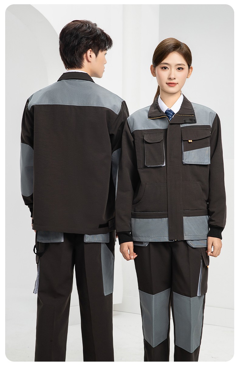 WF288 春秋工作服男多兜加固耐磨勞保服印字套裝車間廠服拉鏈款立領工裝(圖17)