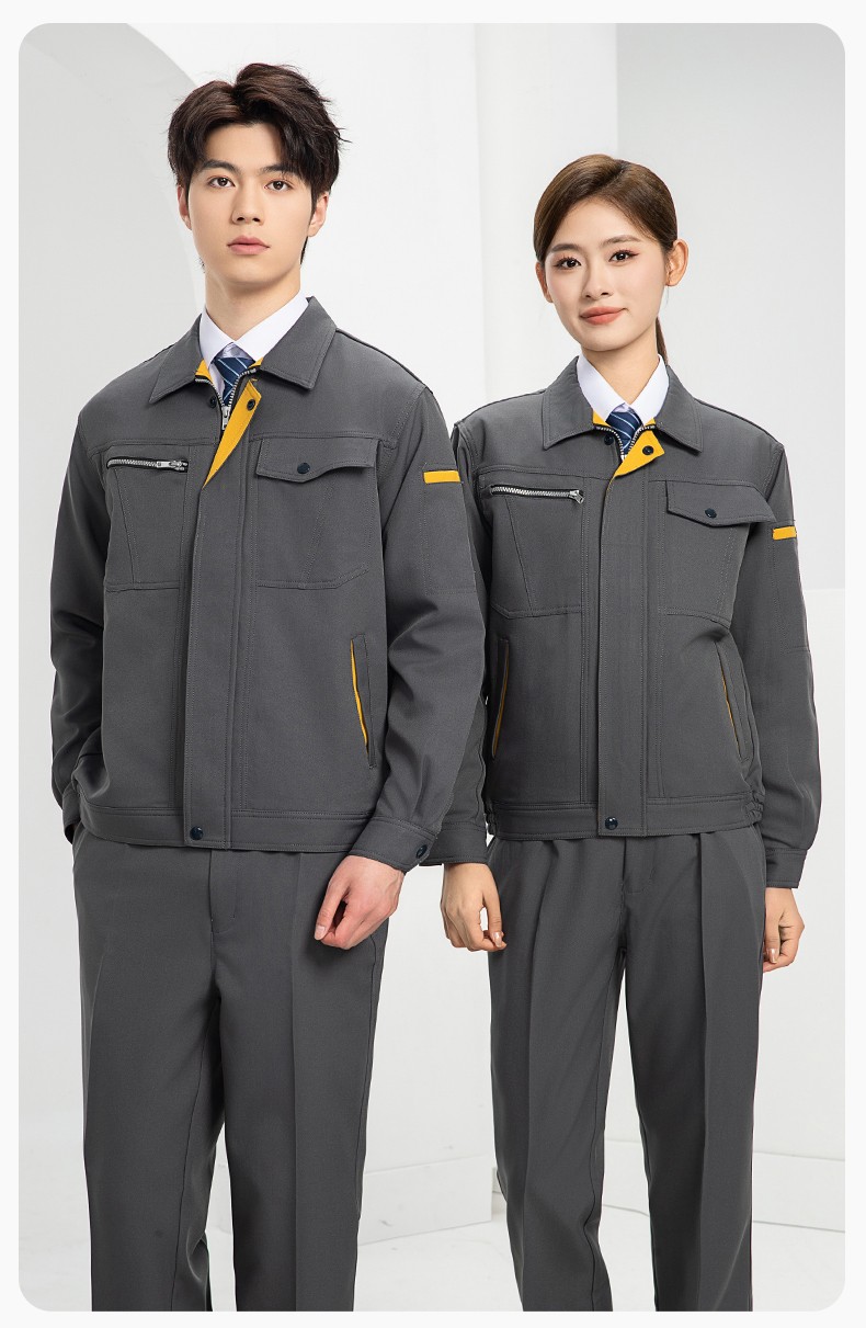 DL235 高端工作服套裝定制印字男春秋長袖車間工人夾克工裝勞保服印字(圖18)