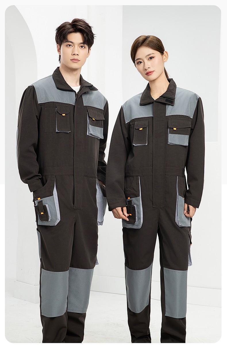 WF289 海源春秋連體工作服男印字多兜牛津加固耐磨勞保服工廠車間廠服(圖14)