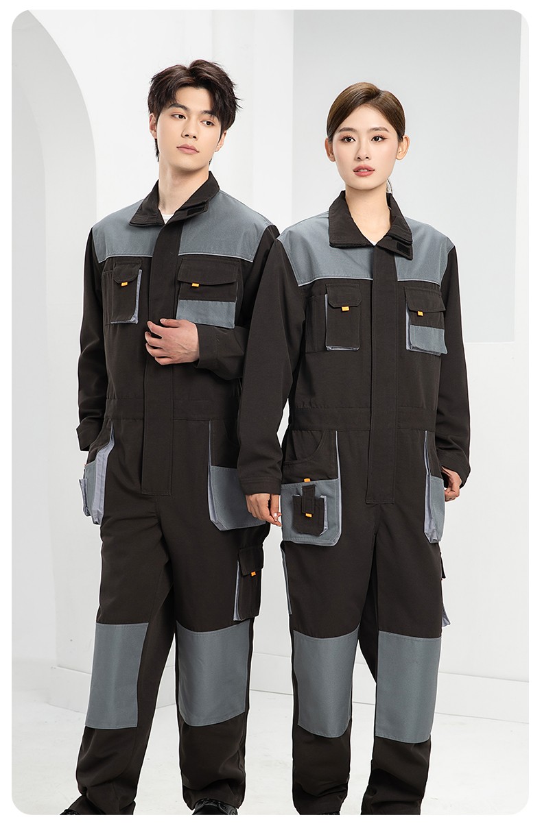 WF289 海源春秋連體工作服男印字多兜牛津加固耐磨勞保服工廠車間廠服(圖15)