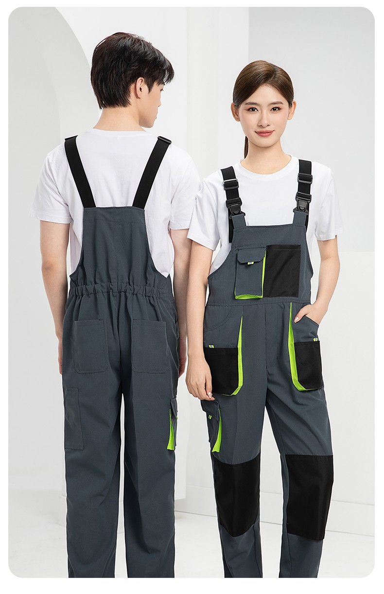 WF290 海源春秋背帶工裝男多兜牛津加固耐磨印LOGO機修連體廠服勞保服(圖17)