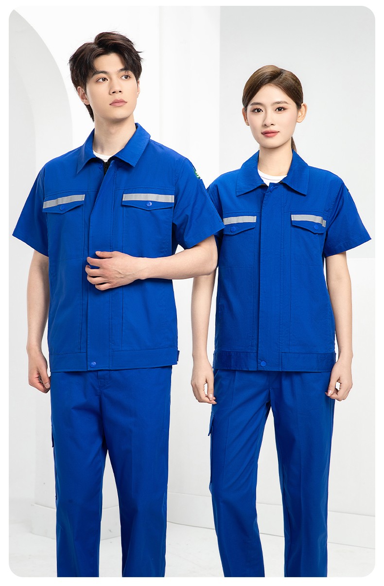 QM2091D 夏季工作服套裝男純棉長短袖薄款反光海油工程工裝機電焊工勞保服(圖14)