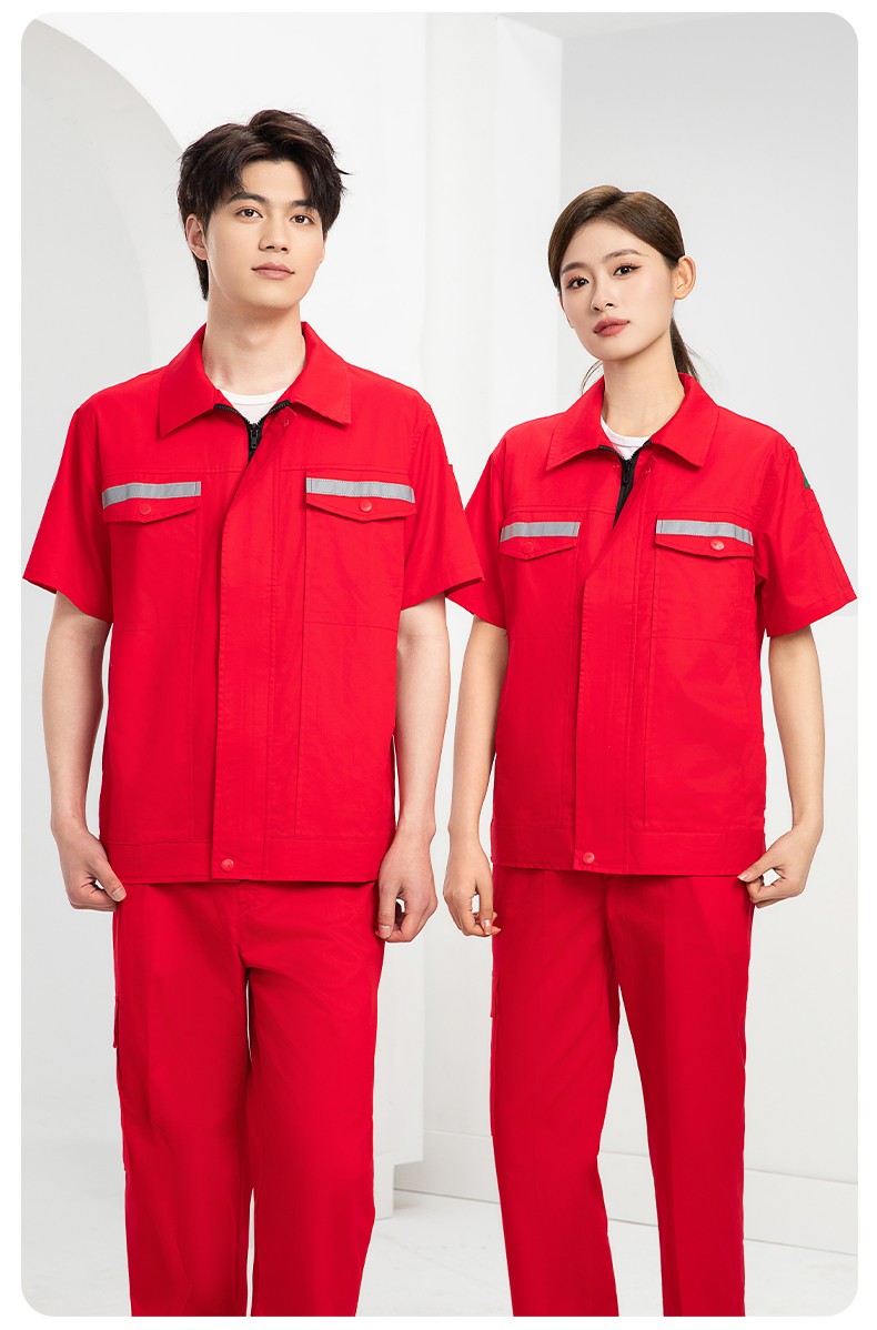 QM2091D 夏季工作服套裝男純棉長短袖薄款反光海油工程工裝機電焊工勞保服(圖17)