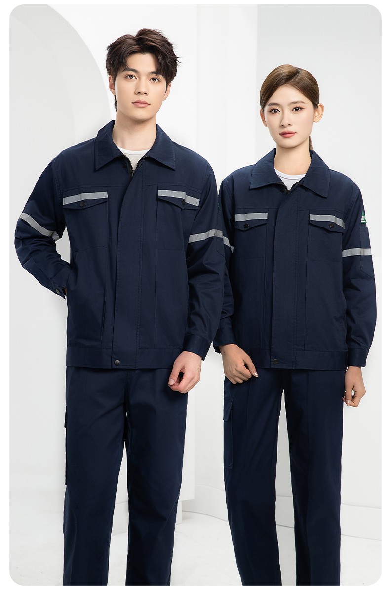 QM2091D 夏季工作服套裝男純棉長短袖薄款反光海油工程工裝機電焊工勞保服(圖20)