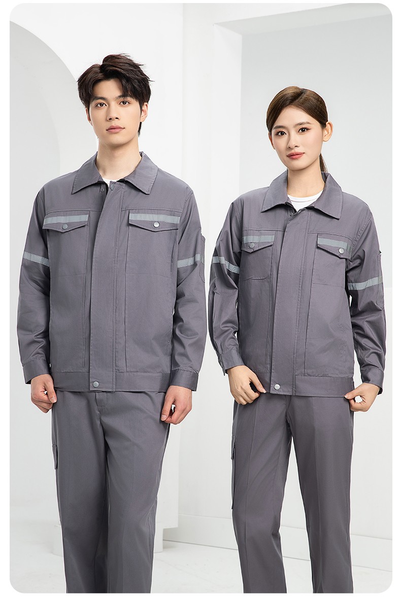 QM2091D 夏季工作服套裝男純棉長短袖薄款反光海油工程工裝機電焊工勞保服(圖23)