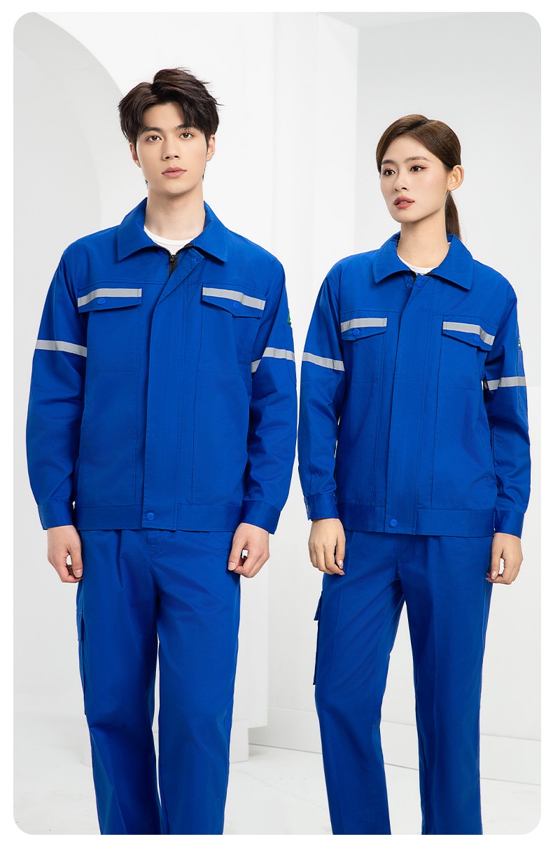 QM2091D 夏季工作服套裝男純棉長短袖薄款反光海油工程工裝機電焊工勞保服(圖21)