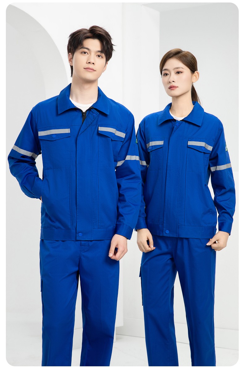 QM2091D 夏季工作服套裝男純棉長短袖薄款反光海油工程工裝機電焊工勞保服(圖22)