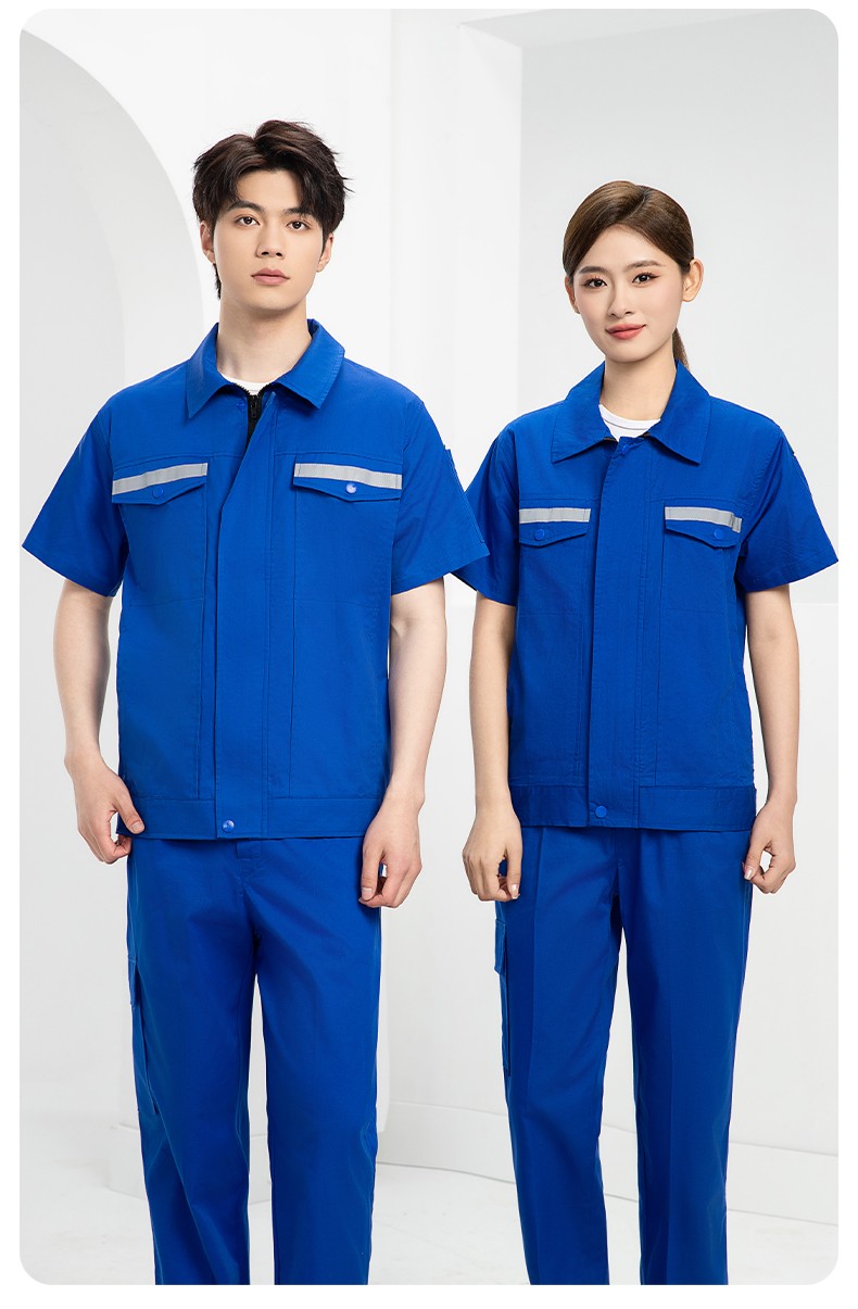QM2091X 夏季長袖薄款工作服套裝男純棉反光焊工海油工程汽修車間電焊勞保(圖13)