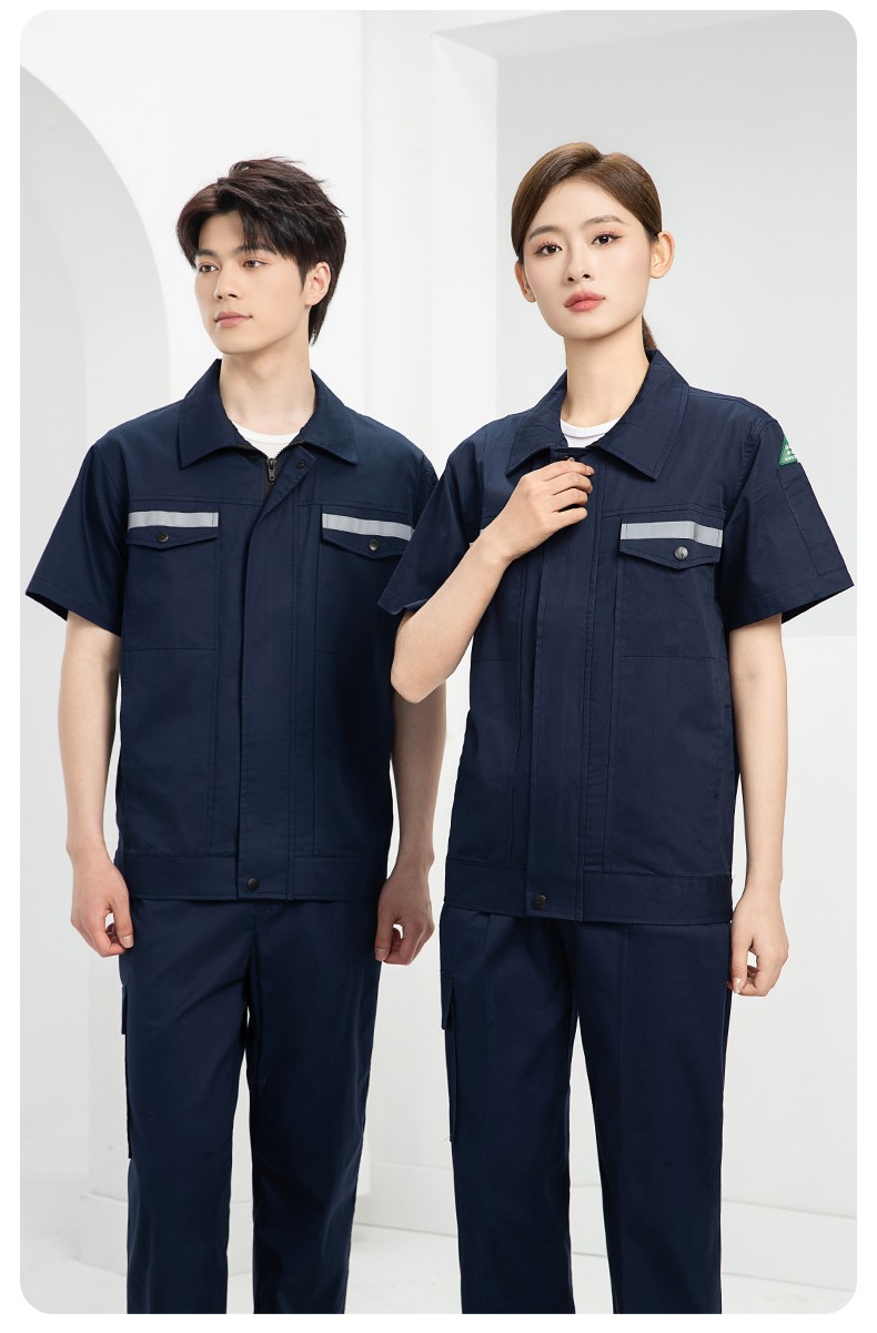 QM2091X 夏季長袖薄款工作服套裝男純棉反光焊工海油工程汽修車間電焊勞保(圖12)