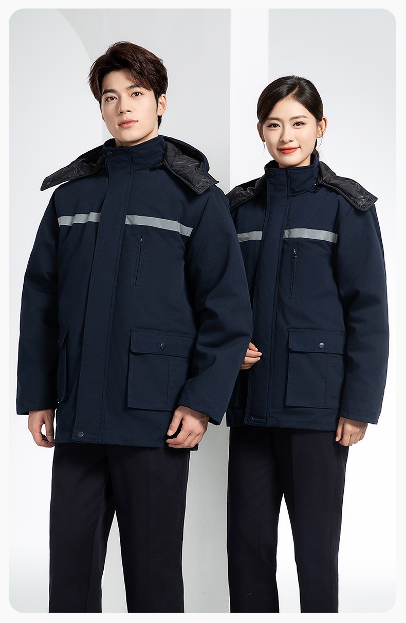 DM13-11 冬季工作服棉衣男加絨加厚防寒保暖汽車維修廠定制勞保服工程棉襖(圖12)