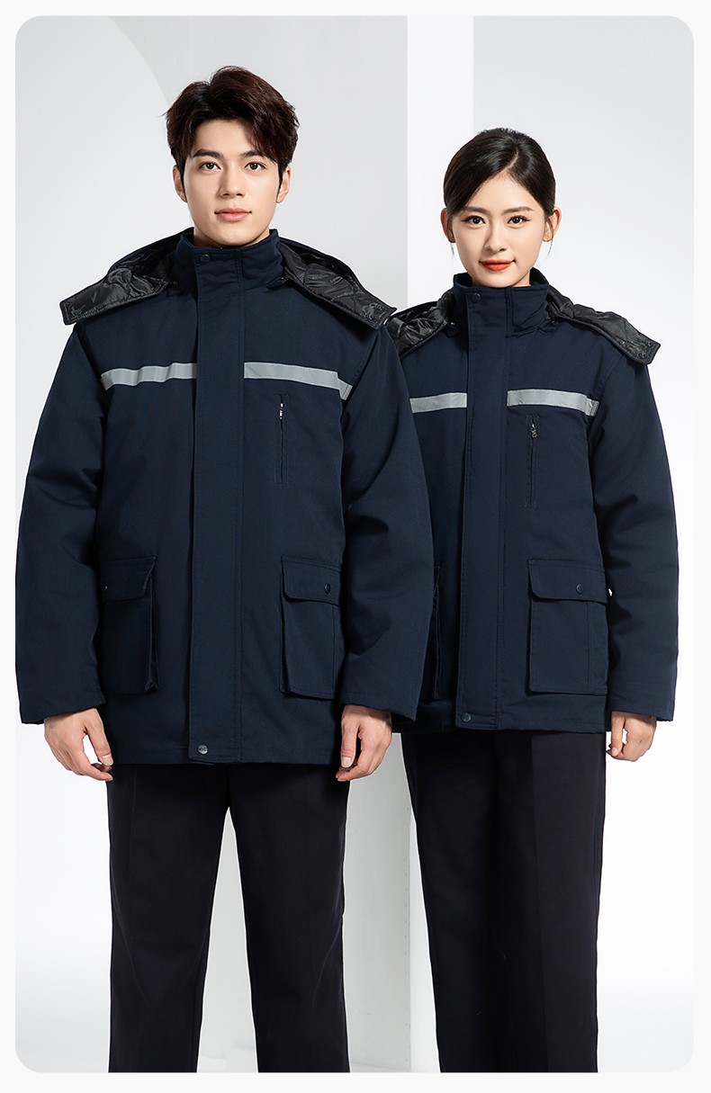DM13-11 冬季工作服棉衣男加絨加厚防寒保暖汽車維修廠定制勞保服工程棉襖(圖13)