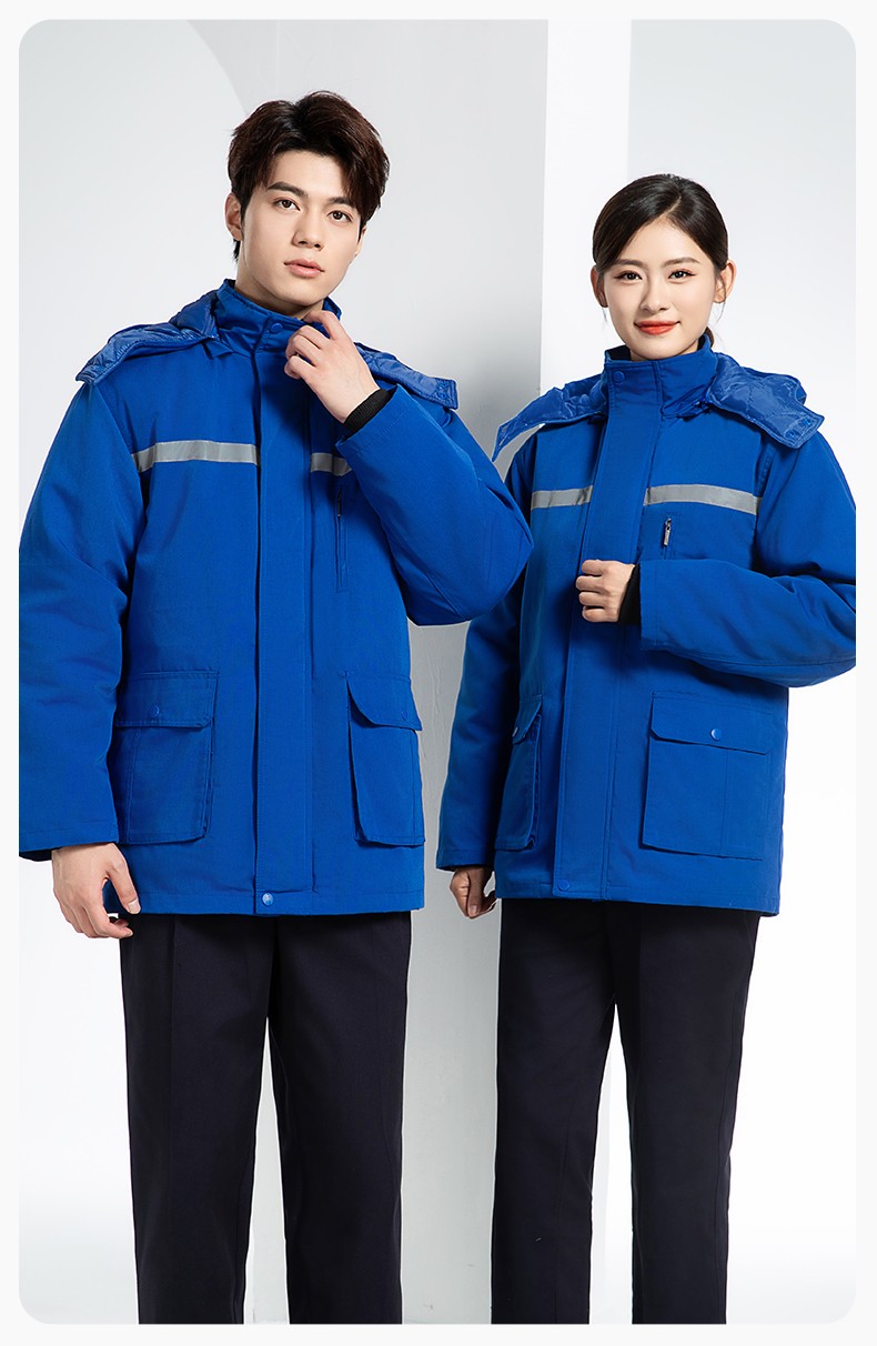 DM13-11 冬季工作服棉衣男加絨加厚防寒保暖汽車維修廠定制勞保服工程棉襖(圖15)