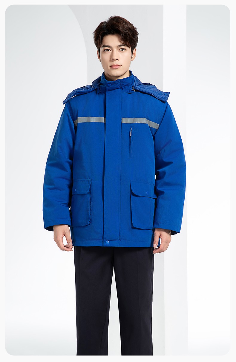 DM13-11 冬季工作服棉衣男加絨加厚防寒保暖汽車維修廠定制勞保服工程棉襖(圖14)