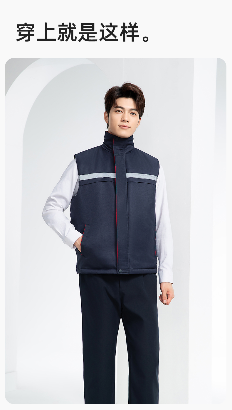 DM13-10MJ 冬季工作服棉馬甲定制印繡字男女工裝棉馬夾船廠汽修加厚坎肩背心(圖11)