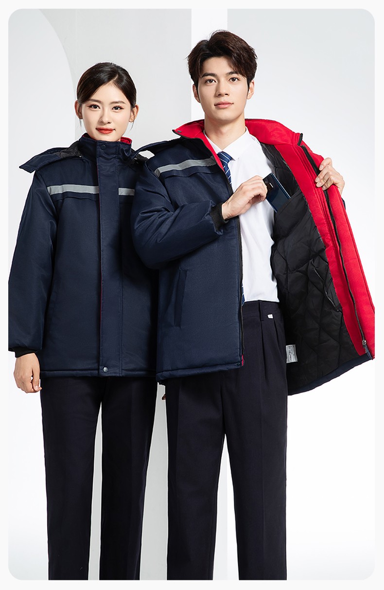 DM13-10ZC 冬季工作服定制加絨加厚保暖中長防寒冷庫物業車間印繡字棉襖棉衣(圖12)
