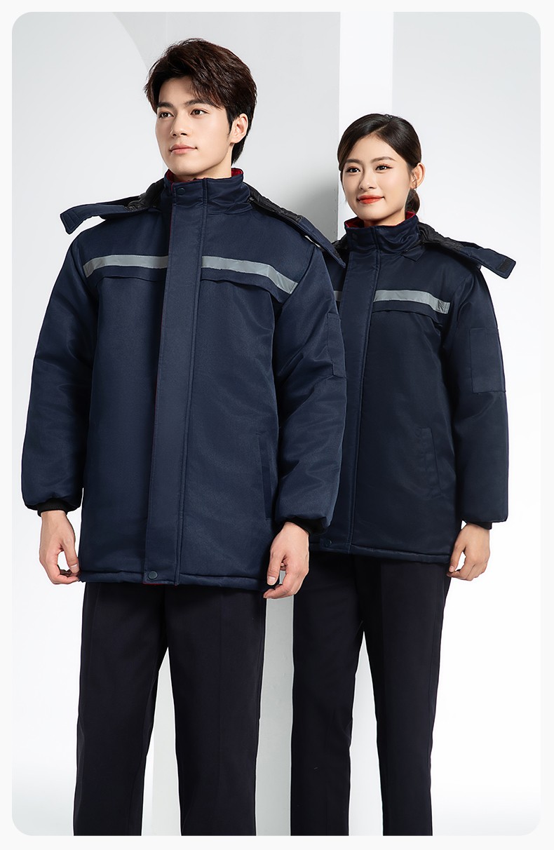 DM13-10ZC 冬季工作服定制加絨加厚保暖中長防寒冷庫物業車間印繡字棉襖棉衣(圖13)