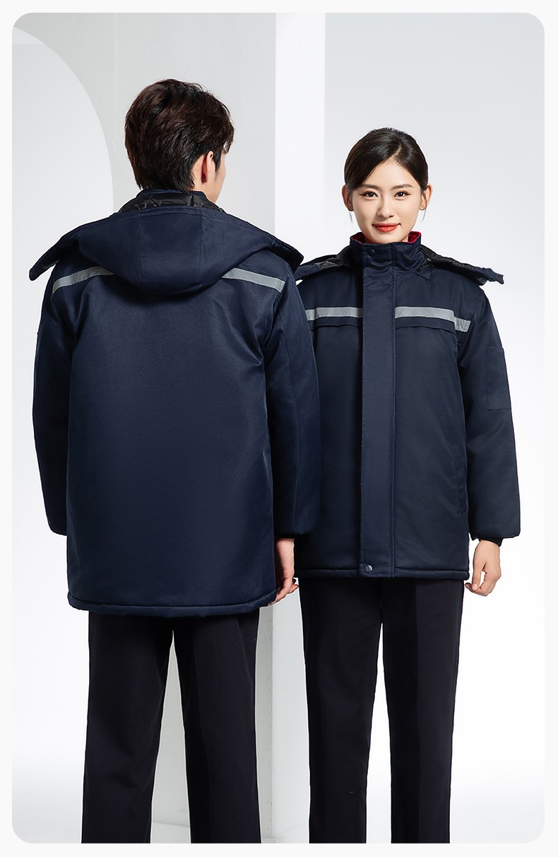 DM13-10ZC 冬季工作服定制加絨加厚保暖中長防寒冷庫物業車間印繡字棉襖棉衣(圖14)